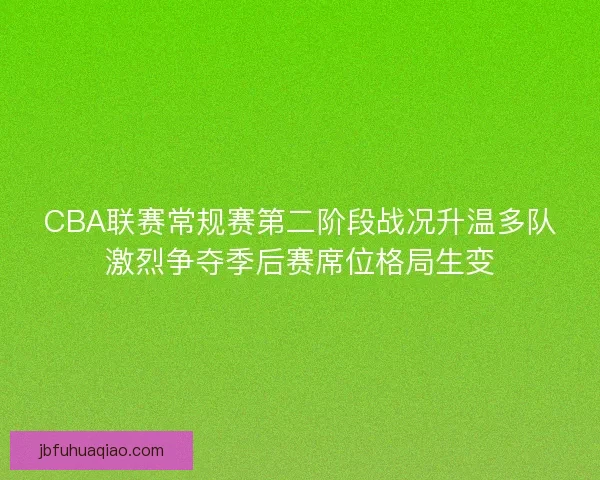 CBA联赛常规赛第二阶段战况升温多队激烈争夺季后赛席位格局生变