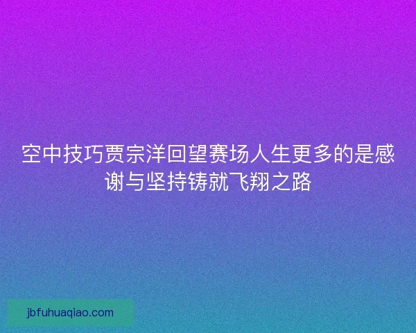 空中技巧贾宗洋回望赛场人生更多的是感谢与坚持铸就飞翔之路